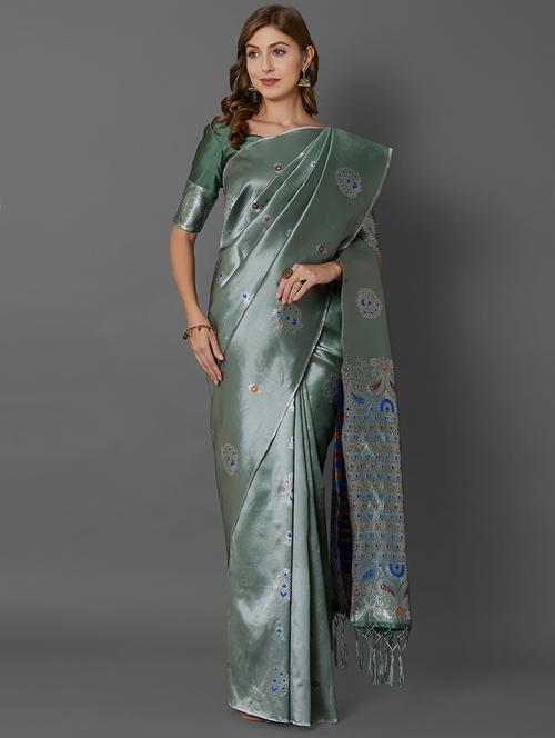 jacquard banarasi saree with blouse - 16486997 - Very Small Image - 1