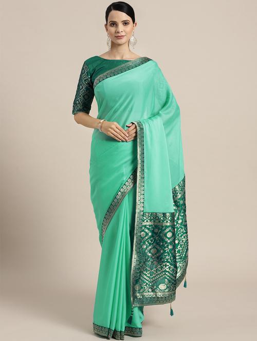self-design woven saree with blouse - 16487004 - Very Small Image - 1