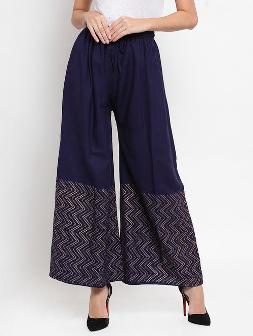 navy chevron print palazzo - 16487997 - Very Small Image - 1