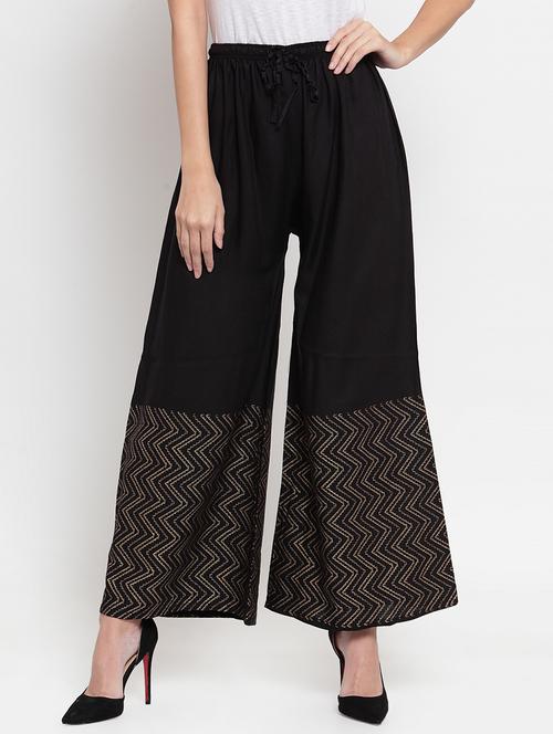 chevron printed flared palazzo - 16487998 - Very Small Image - 1