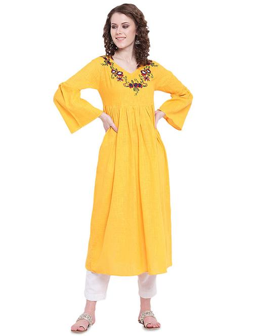 embroidered a-line kurta - 16488172 - Very Small Image - 1