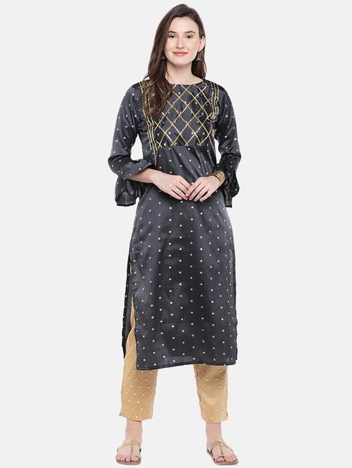gota silk a-line kurta - 16488254 - Very Small Image - 1