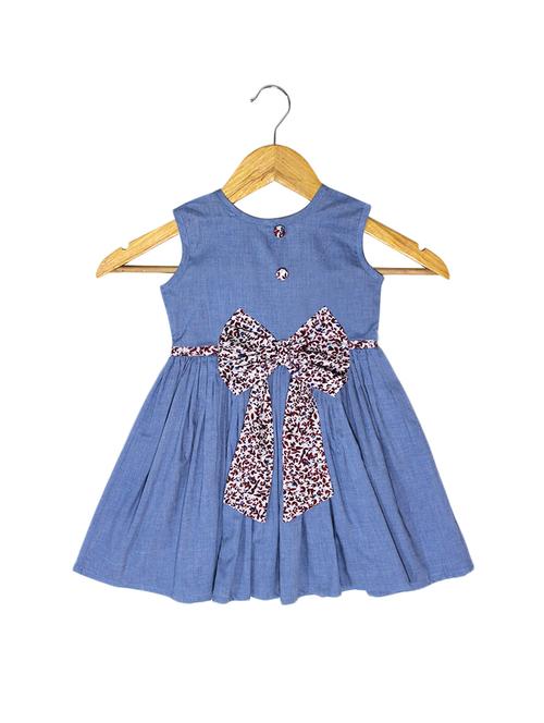 bow patched gather detailed dress - 16489823 - Very Small Image - 1