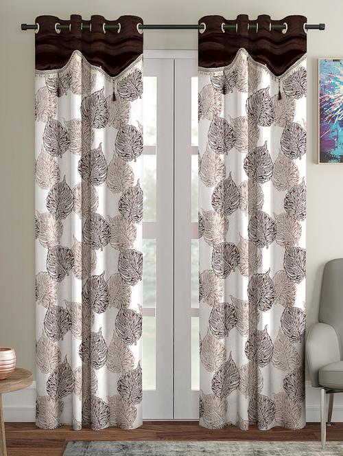 fancy polyester printed pack of 2 long door curtains - 16489832 - Very Small Image - 1