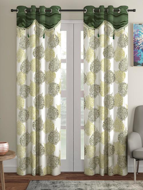 fancy polyester printed pack of 2 long door curtains - 16489835 - Very Small Image - 1