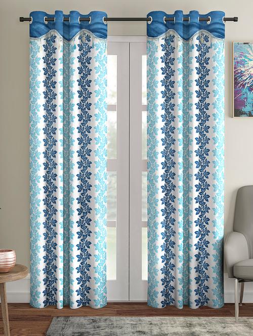 fancy polyester printed pack of 2 long door curtains - 16489841 - Very Small Image - 1