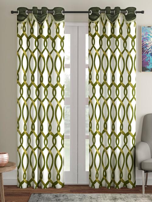fancy polyester printed pack of 2 long door curtains - 16489844 - Very Small Image - 1