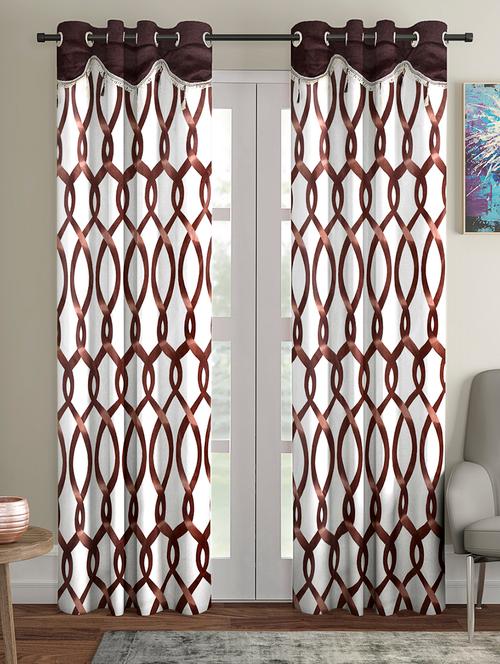 fancy polyester printed pack of 2 door curtains - 16489846 - Very Small Image - 1