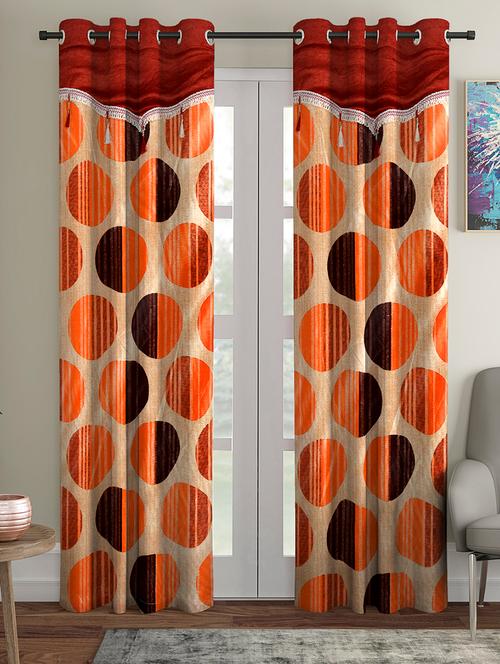fancy polyester printed pack of 2 door curtains - 16489852 - Very Small Image - 1