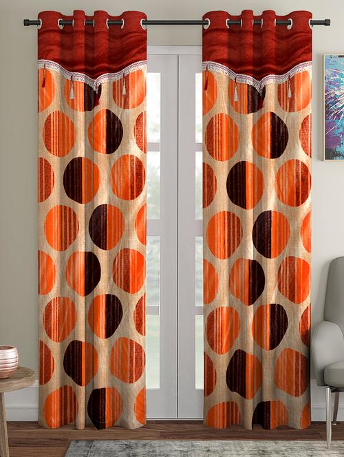 fancy polyester printed pack of 2 long door curtains - 16489853 - Very Small Image - 1