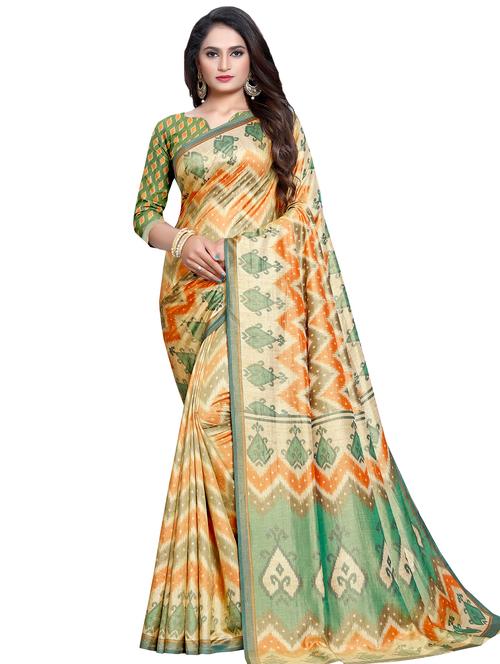 ikat printed saree with blouse - 16489960 - Very Small Image - 1