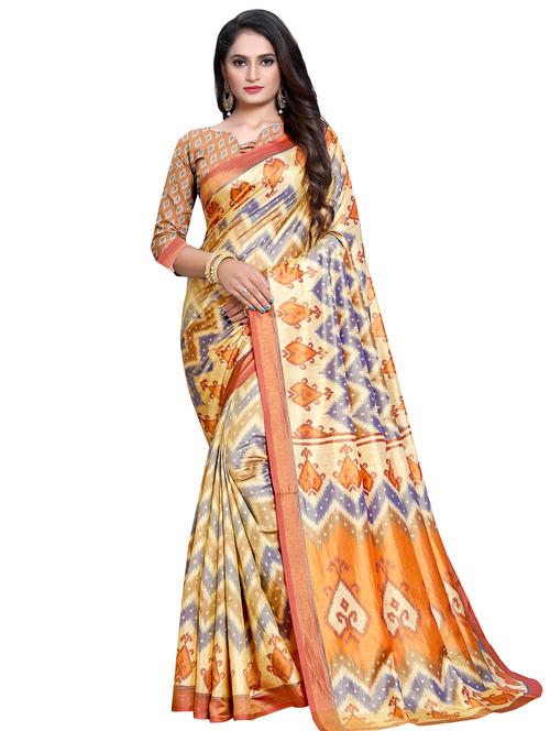 ikat printed saree with blouse - 16489961 - Very Small Image - 1