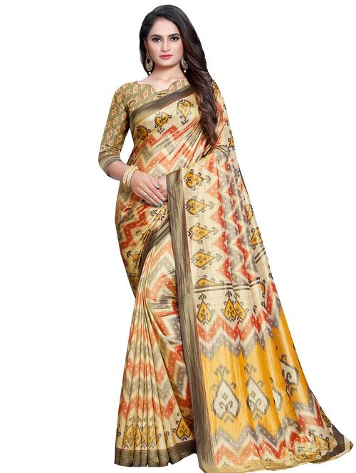 ikat printed saree with blouse - 16489963 - Very Small Image - 1