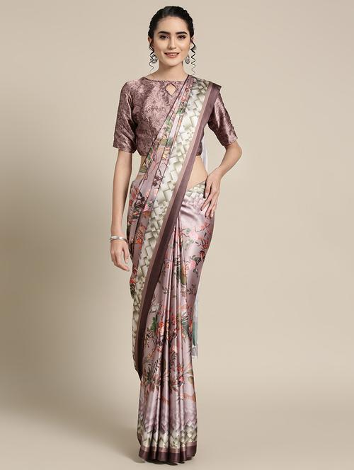 floral printed saree with blouse - 16489971 - Very Small Image - 1