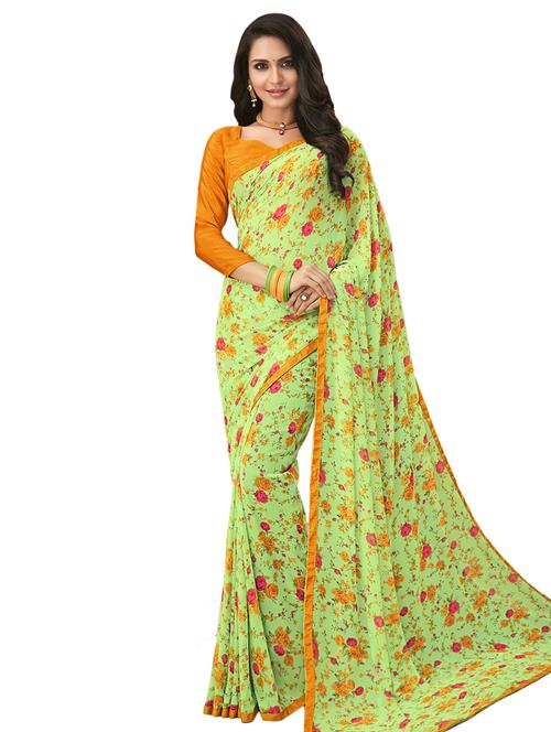 floral bordered saree with blouse - 16490038 - Very Small Image - 1