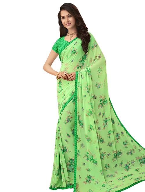 floral bordered saree with blouse - 16490040 - Very Small Image - 1