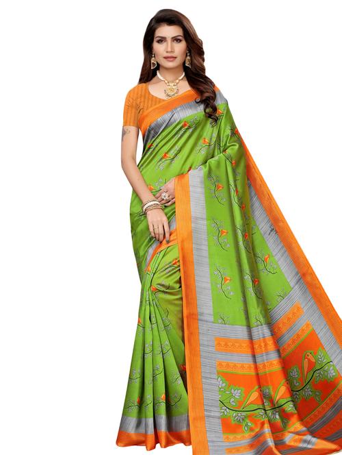 bordered printed saree with blouse - 16490053 - Very Small Image - 1