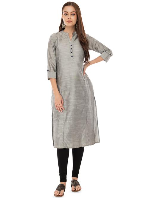 solid straight kurta - 16490125 - Very Small Image - 1