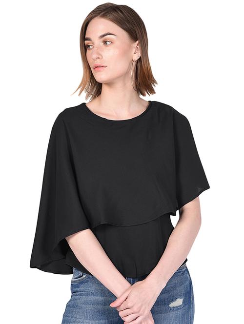 round neck caplet layered top - 16490200 - Very Small Image - 1