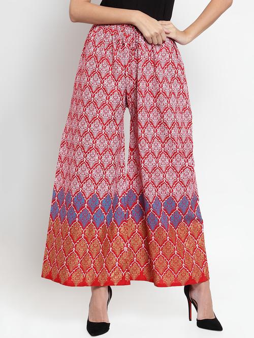 drawstring waist block print palazzo - 16490570 - Very Small Image - 1
