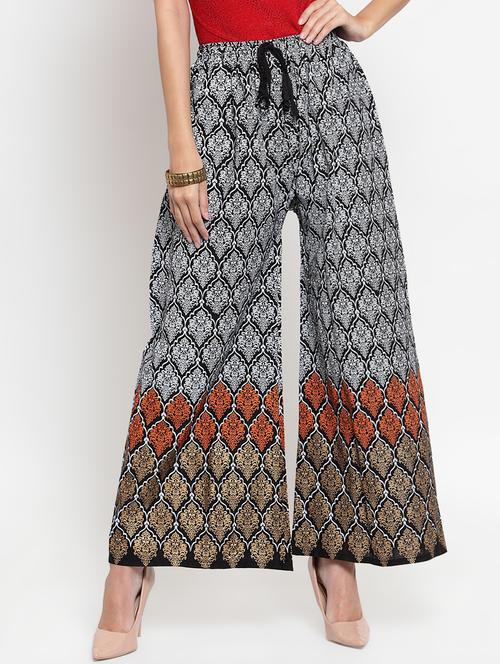 drawstring waist block print palazzo - 16490571 - Very Small Image - 1