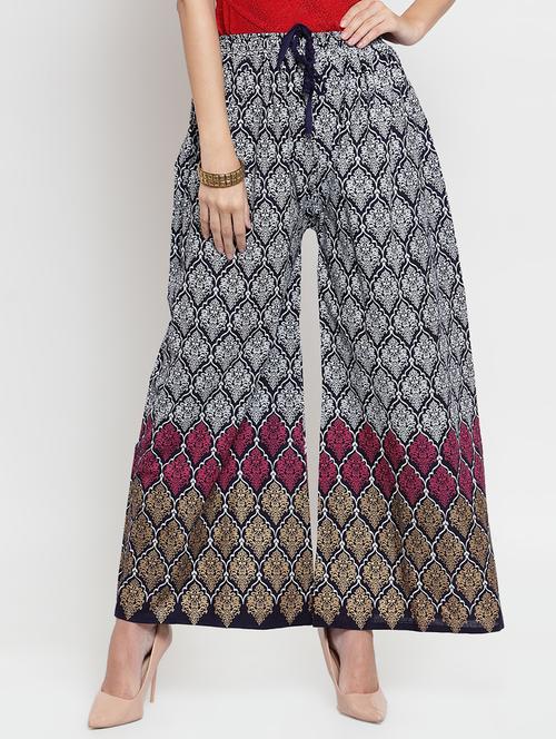 drawstring waist block print palazzo - 16490572 - Very Small Image - 1