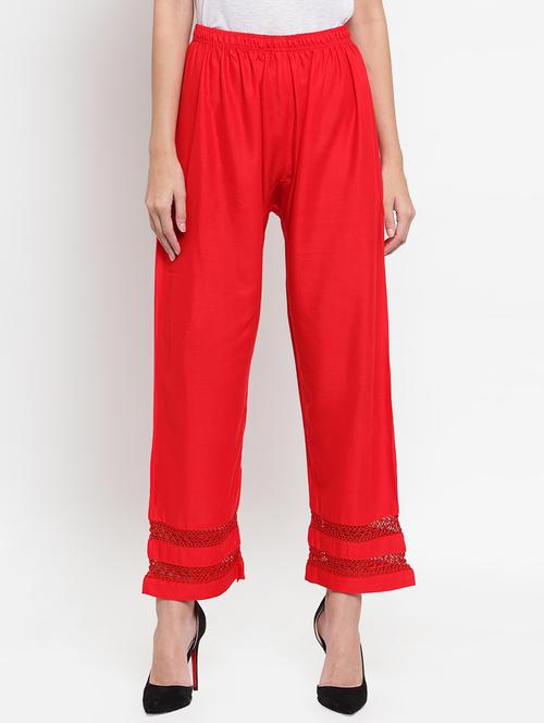 lace inserted hem straight palazzo - 16490581 - Very Small Image - 1