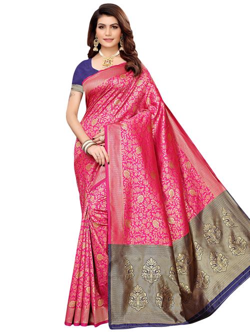 zari motifs banarasi saree with blouse - 16490977 - Very Small Image - 1