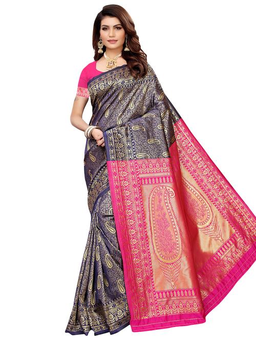 zari motifs banarasi saree with blouse - 16490978 - Very Small Image - 1