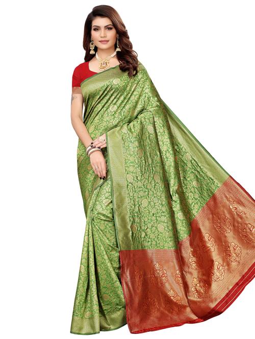 zari motifs banarasi saree with blouse - 16490984 - Very Small Image - 1