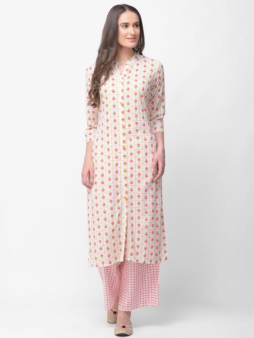 floral straight kurta - 16491082 - Very Small Image - 1