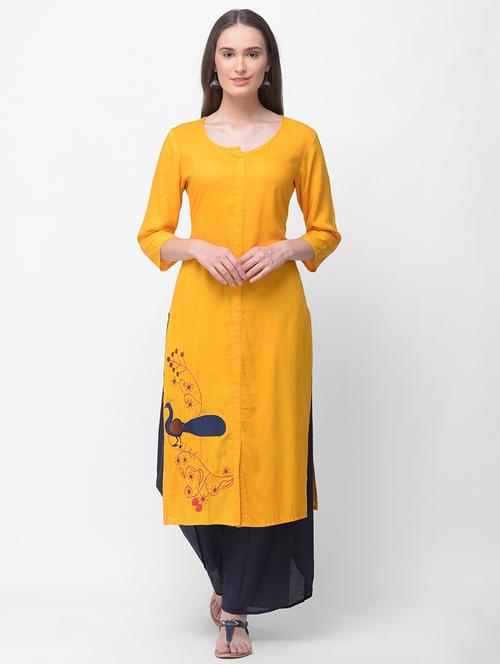 embroidered kurta palazzo set - 16491168 - Very Small Image - 1