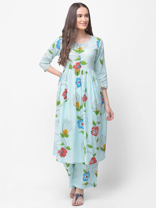 floral printed kurta palazzo set - 16491175 - Very Small Image - 1