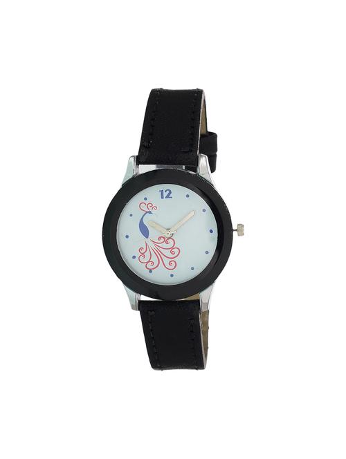 attractive peacock white dial leather strap girl's & women's watches - 16491694 - Very Small Image - 1