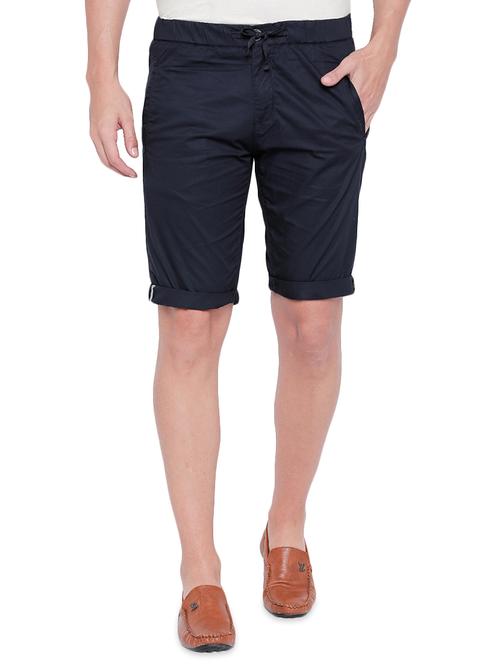 navy blue solid bermuda shorts - 16491909 - Very Small Image - 1