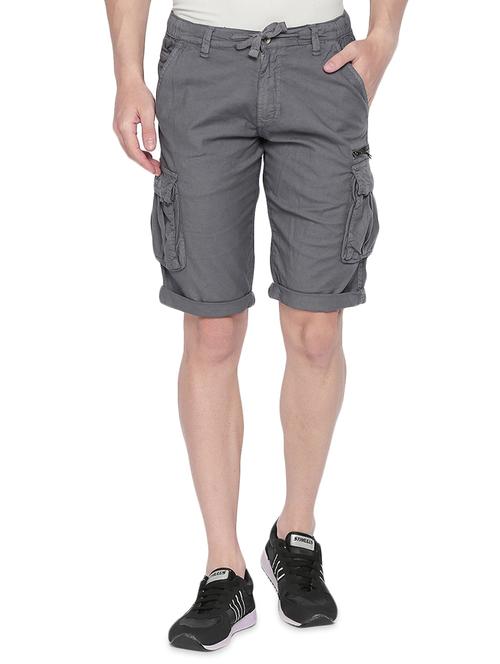 grey solid cargo shorts - 16491911 - Very Small Image - 1