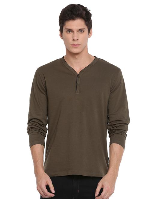 olive green solid t-shirt - 16492276 - Very Small Image - 1