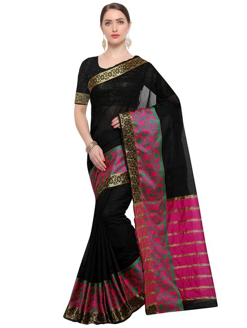 zari border woven saree with blouse - 16492652 - Very Small Image - 1