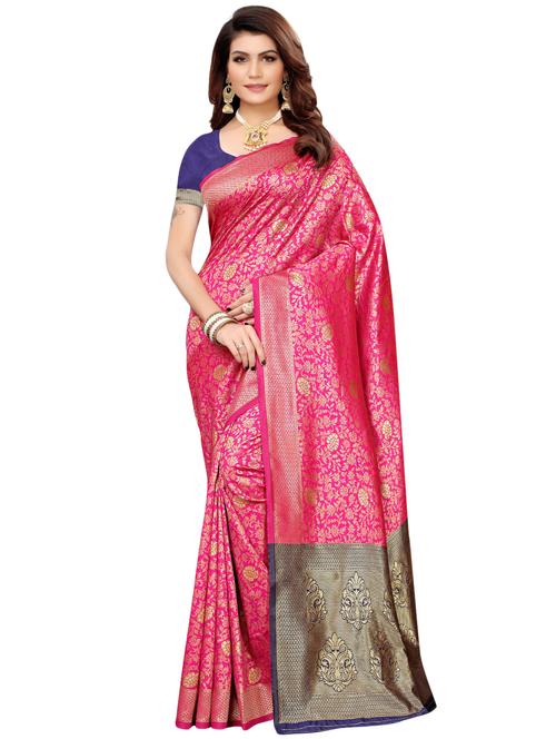 zari motifs banarasi saree with blouse - 16492759 - Very Small Image - 1