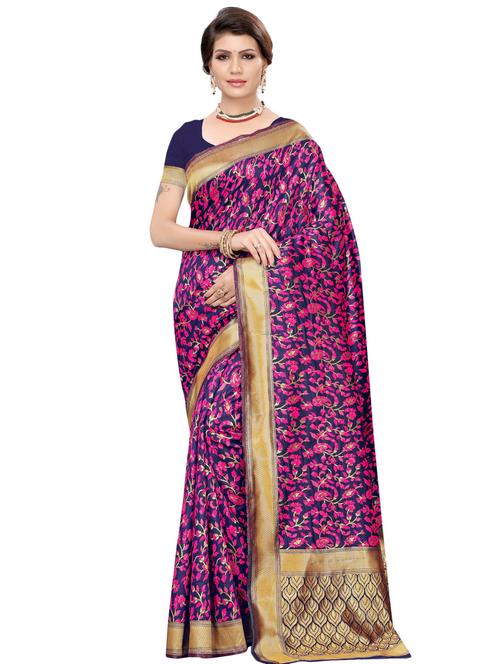 floral banarasi saree with blouse - 16492768 - Very Small Image - 1