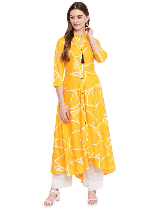abstract printed flared kurta - 16492844 - Very Small Image - 1
