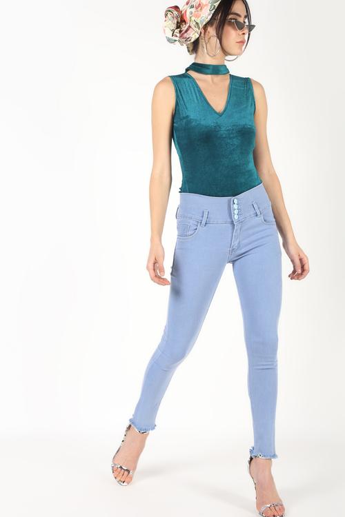 high rise frayed hem jeans - 16493036 - Very Small Image - 1
