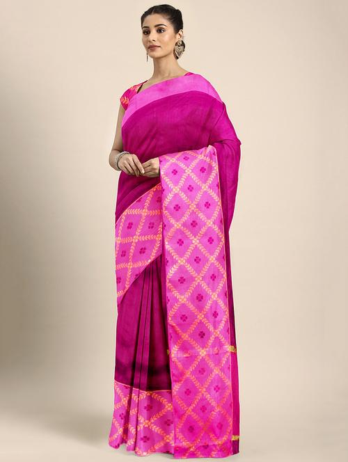 solid bordered saree with blouse - 16493239 - Very Small Image - 1