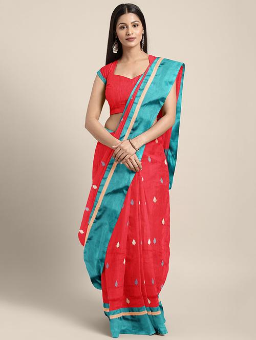 bordered woven saree with blouse - 16493265 - Very Small Image - 1