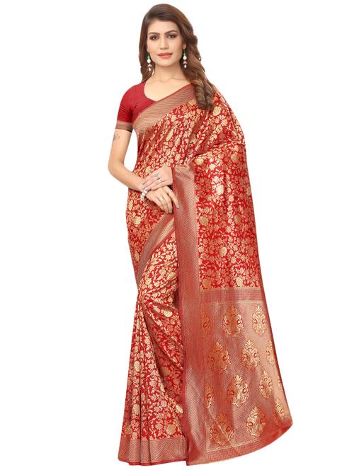 floral banarasi saree with blouse - 16493558 - Very Small Image - 1