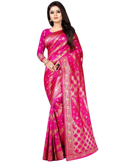 floral banarasi saree with blouse - 16493686 - Very Small Image - 1