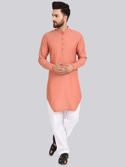 orange solid asymmetric kurta - 16493714 - Very Small Image - 1