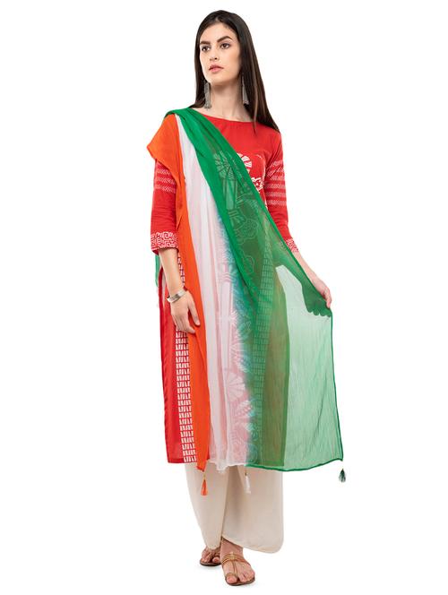 tricolor printed dupatta - 16493979 - Very Small Image - 1