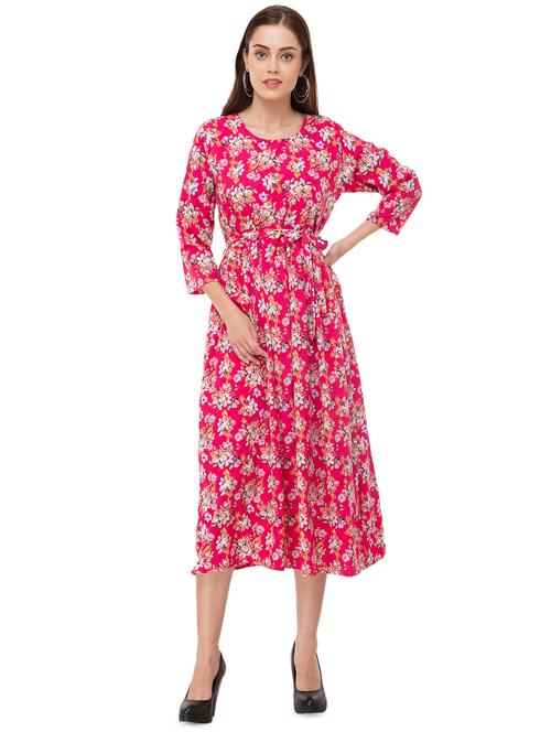 tie front floral flared dress - 16494050 - Very Small Image - 1