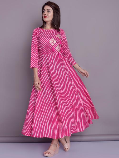 leheriya flared ethnic dress - 16494156 - Very Small Image - 1